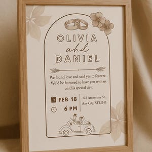 Rustikale Hochzeitseinladungsvorlage - Bearbeitbare Canva Save the Date - Vintage Car Design - Instant Download
