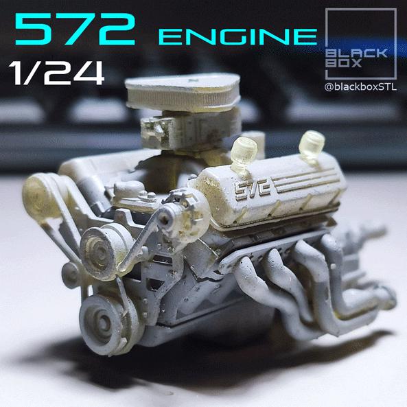 Procharged 572 BBC Model Engine Resin 3D Printed 1:24-1:8 Scale