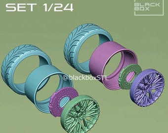 Scale model Rims and tires CHGR Wheel Set – 1:24 Scale Resin 3D Print