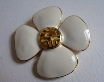 Louis Feraud white flower brooch