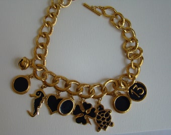YSL Yves Saint Laurent 13 (no firmado) ) carecía de pintura 2 caras collar de metal