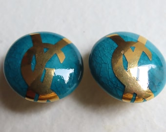 Yves Saint Laurent  blue ceramic earrings