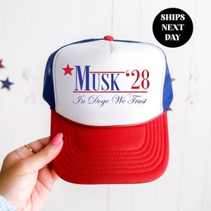 New America Party Hat Elon Musk Red Blue Anti Trump MAGA Anti Democrat Trucker Baseball Cap 2028 Political Funny Satire USA Gift for Her Him