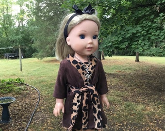 14.5 inch doll clothes, dress and coat outfit with headband and necklace for dolls like wellie wishers