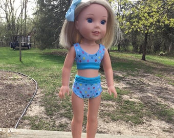 14.5 inch doll clothes, two piece swim suit for dolls like wellie wishers