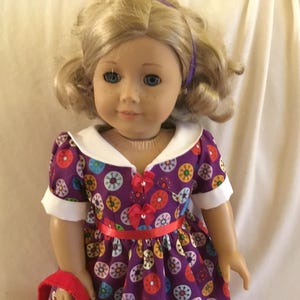 18 inch doll clothes spring dress with purse, panties and headband for dolls like American girl