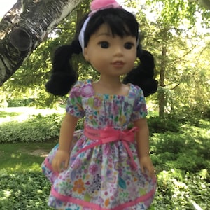 14.5 inch doll clothes cotton flowered summer dress with panties and headband for dolls like wellie wishers