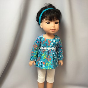 14.5 inch doll clothes, knit top and pants with headband for dolls like wellie wishers image 1