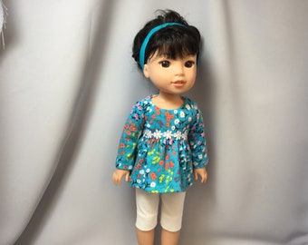 14.5 inch doll clothes, knit top and pants with headband for dolls like wellie wishers