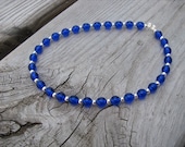 Blue and Silver Beaded Ankle Bracelet -Ankle Candy in Blue- Beaded Ankle Bracelet