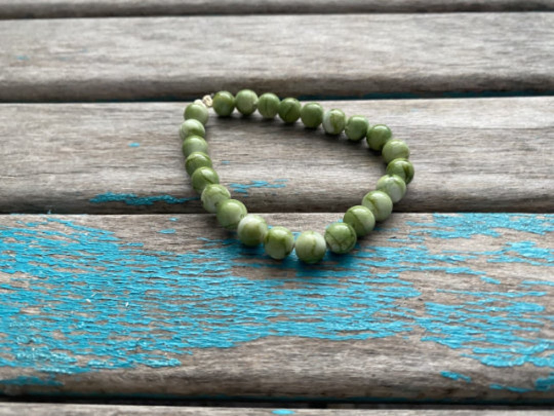 Marbled Green Beaded Bracelet - Etsy