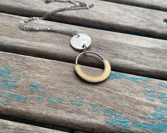 Silver and Gold Statement Necklace: Unique Pendant Jewelry