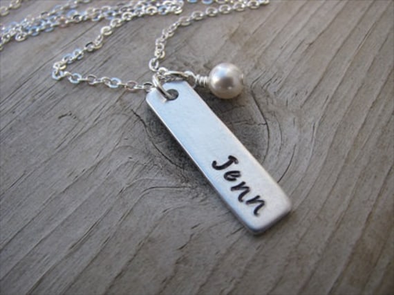 Name stamped necklace outlet