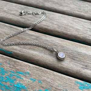 Opal-Toned and Stainless Steel Drop Necklace -with chain of your choice