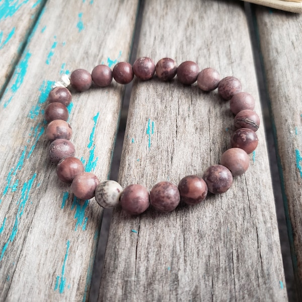 Stone Beaded Bracelet - Crazy Horse Stone -Stretchy Layering Bracelet