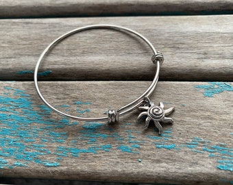 SALE- Sun Bangle Bracelet- Adjustable Charm Bracelet