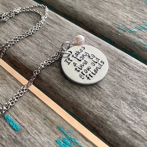 Friendship Necklace-"It takes a long time to grow old friends" with accent bead of your choice