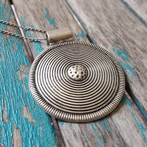 Silver Statement Necklace- Large Antique Silver Pendant, Rustic Pendant, on your choice of chain