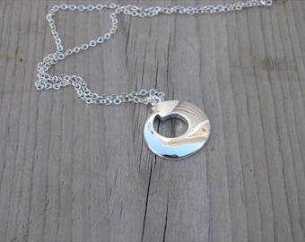 Silver Necklace with Round Silver Pendant