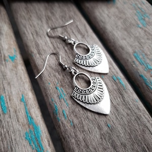 Antique Silver Earrings - Shield-Style -Unique Earrings