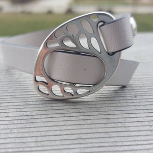 Adjustable White Leather Buckle Bracelet - White with Silver Buckle Clasp- Trendy Bracelet, Modern Jewelry, Versatile Bracelet