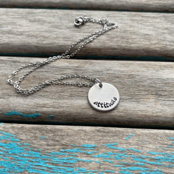 Inspiration Necklace- "attitude" pendant on an 18 inch stainless steel chain- Only 1 Available- Clearance Necklace