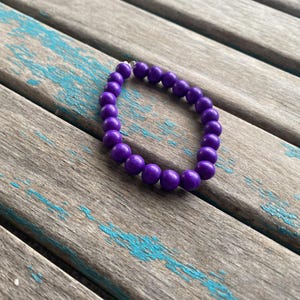 Purple/Blue Wood Beaded Bracelet