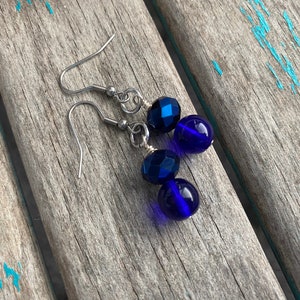 Blue Glass Beaded Earrings