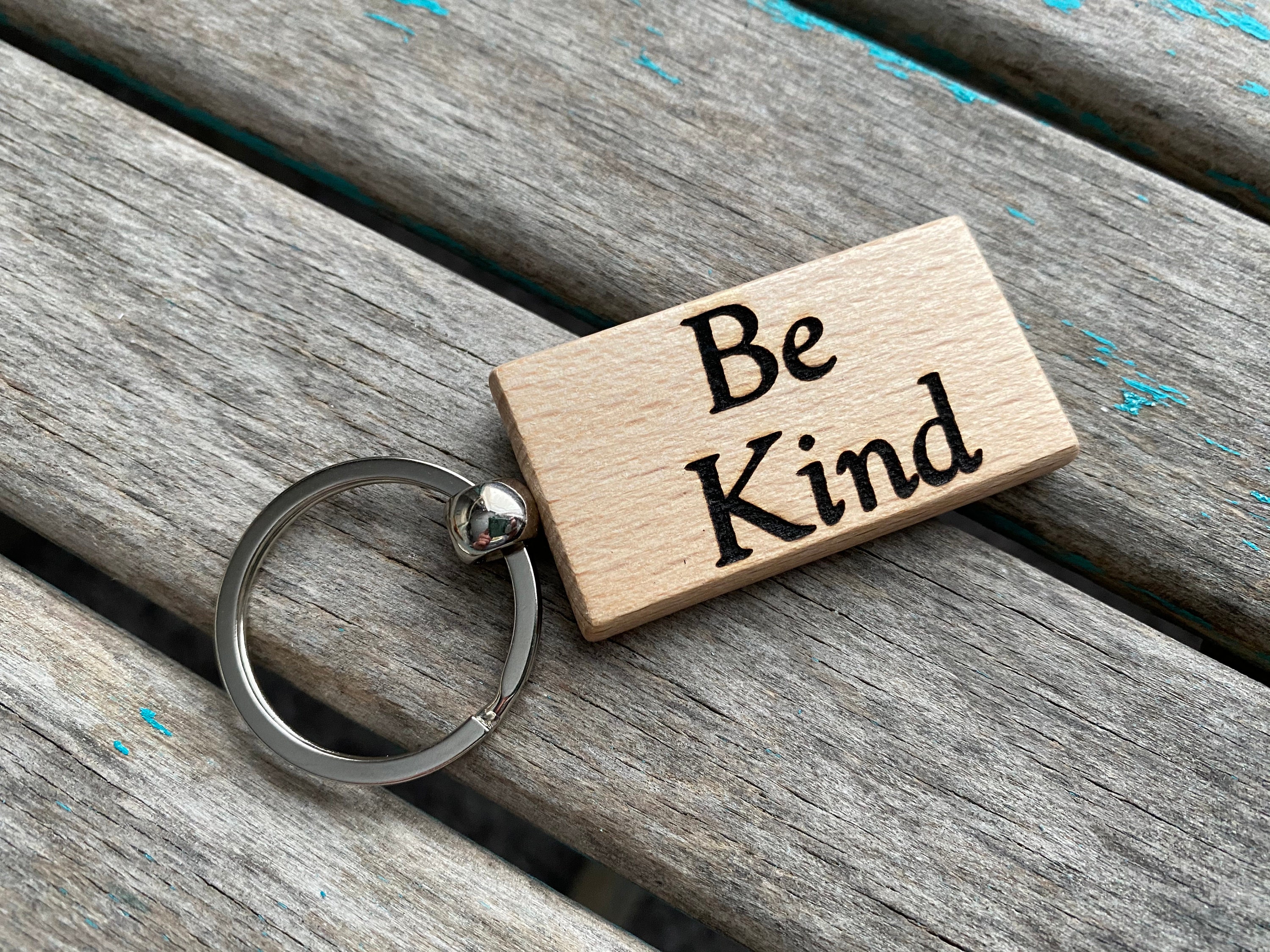 Kindness Keychain be Kind wood Keychain Etsy