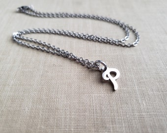 Initial Necklace- Initial P - Stainless Steel Necklace