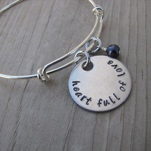 Inspirational Bracelet- &quot;heart full of love&quot; with an accent bead of your choice