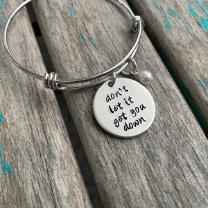 Inspiration Quote Bangle Bracelet: Stainless Steel, Accent Bead