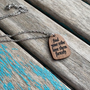 Engraved Wood Pendant Necklace: Tribe Inspiration Jewelry
