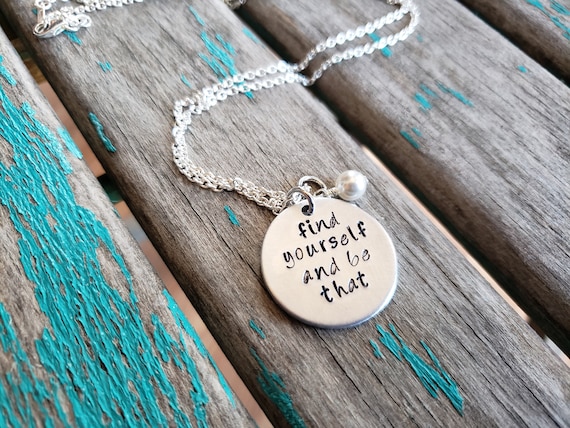 Find Yourself Necklace, Hand-stamped Jewelry find Yourself and Be That With  an Accent Bead in Your Choice of Colors 