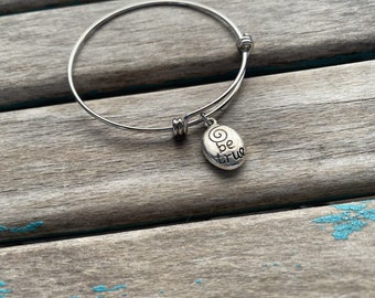 SALE- "be true" Bangle Bracelet- Adjustable Charm Bracelet