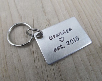 Gift for Grandpa- Keychain- Grandfather's Keychain "Grandpa est. (year of choice)"- Hand-Stamped Keychain by Jenn's Handmade Jewelry