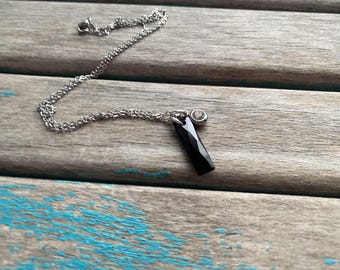 Black and Clear Circle Drop Necklace -with chain of your choice