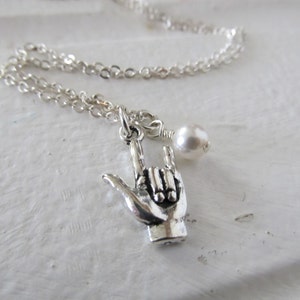 ASL- Sign Language I Love You Necklace -ASL Charm with an accent bead in your choice of colors