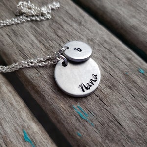 Nana Necklace- &quot;Nana&quot; with a small charm with the number of grandkids of your choice