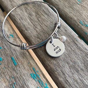 I am meBracelet- Inspiration Bracelet- Hand-Stamped &quot;I am me&quot; Bracelet with an accent bead in your choice of colors