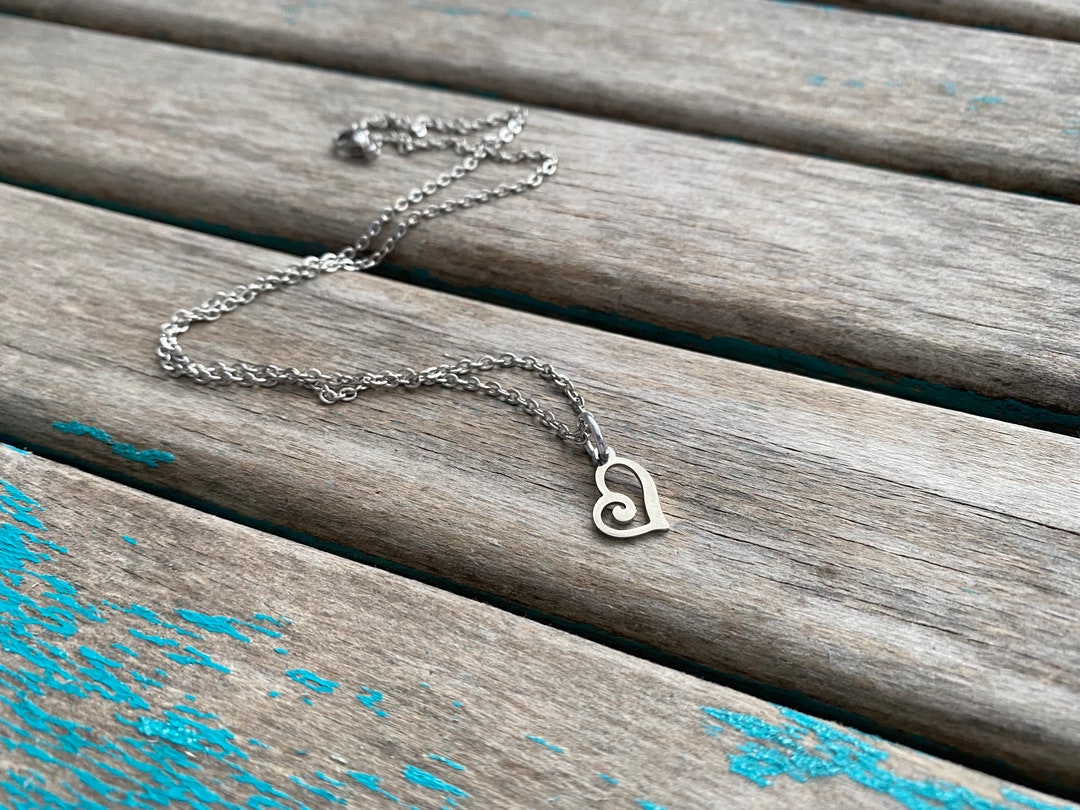 Stainless Steel Heart Drop Necklace -with Chain of Your