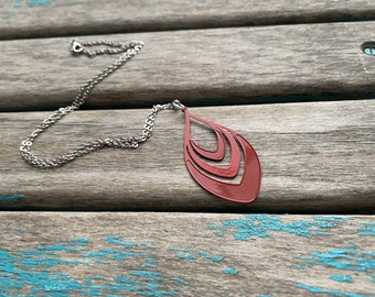 Red Necklace- Teardrop- Unique, and Lightweight Necklace