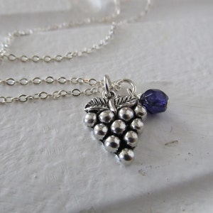 Grapes Necklace -Grapes Charm with an accent bead in your choice of colors