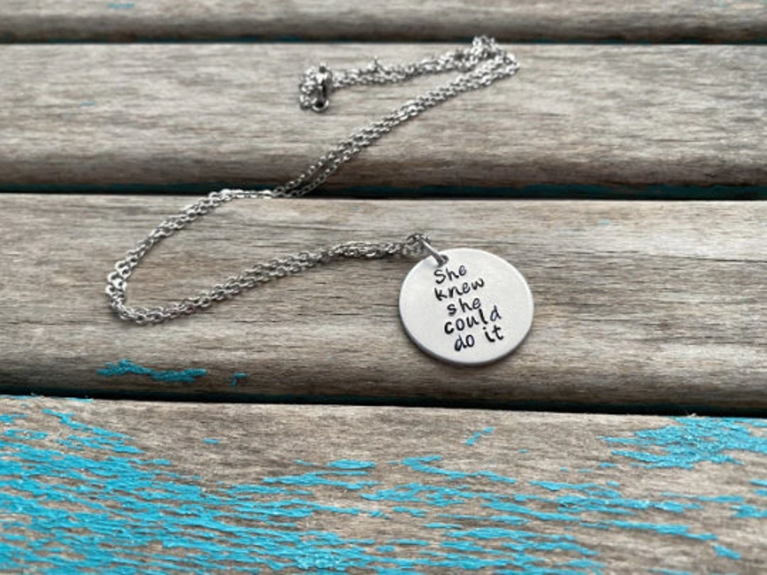 Inspirational Pendant Necklace: Brushed Aluminum, Stainless Steel Chain ...