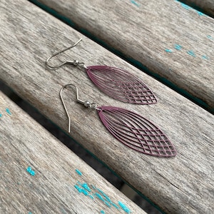 Purple Metal Drop Earrings: Lightweight Trendy Jewelry