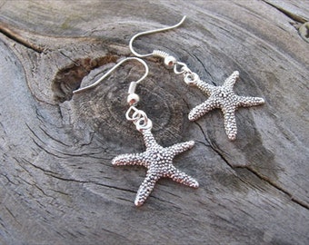 Starfish Earrings- Antique Silver