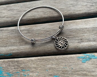 SALE- Sun Bangle Bracelet- Adjustable Charm Bracelet