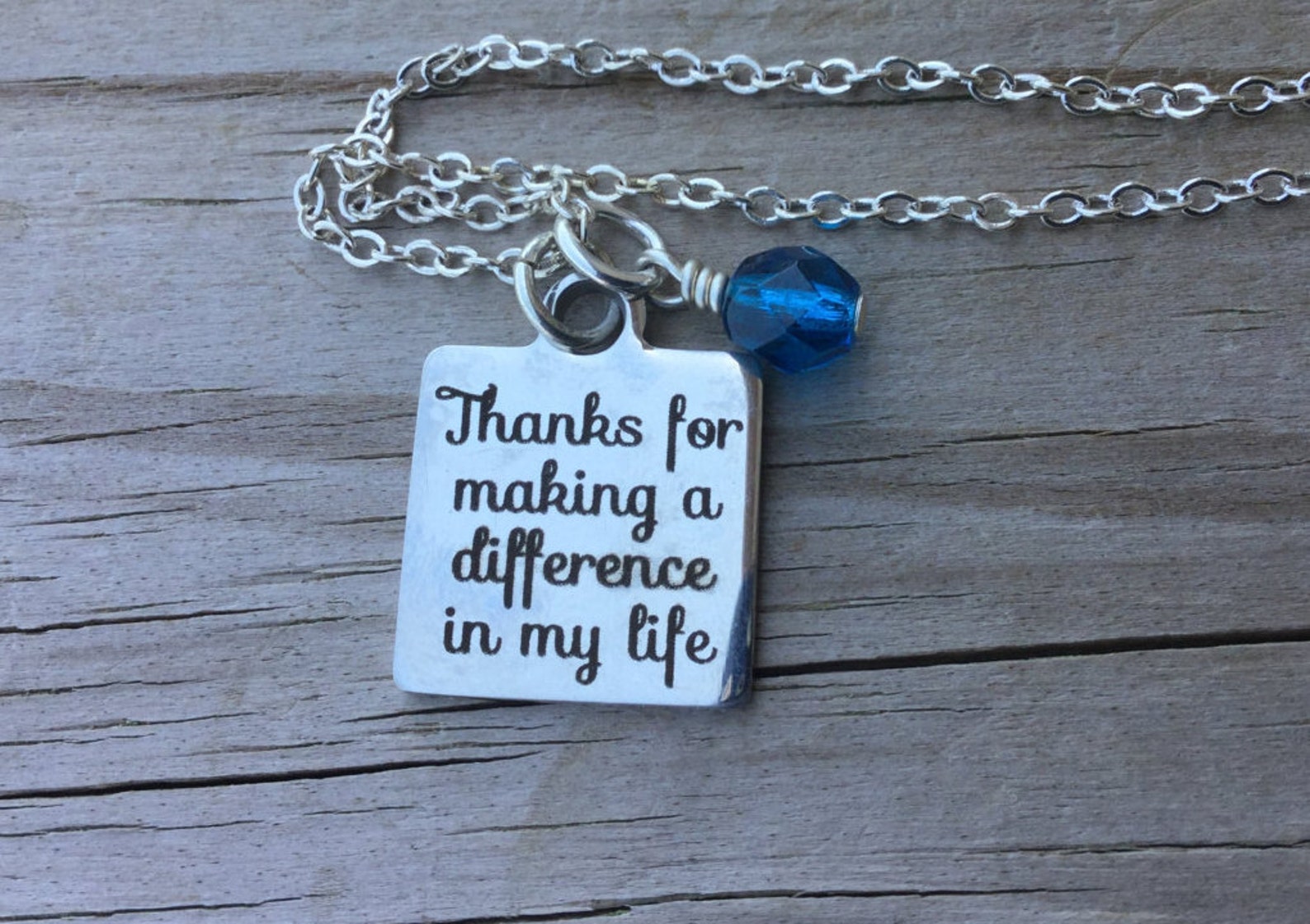 Thank You Necklace thanks for Making a Difference in My Etsy