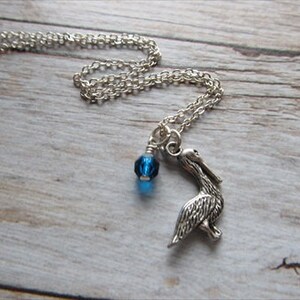 Pelican Necklace -Pelican Charm with an accent bead in your choice of colors