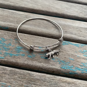 Tiger Charm Bangle Bracelet - Adjustable Animal Jewelry